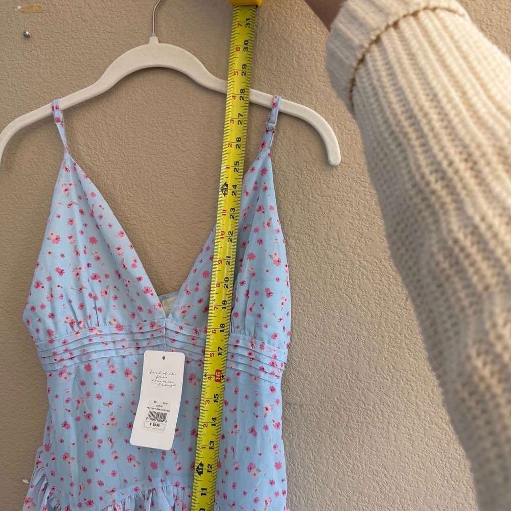 American Threads Light Blue‎ Pink Ditsy Floral V-Neck Skort Romper Small NWT - Picture 8 of 12